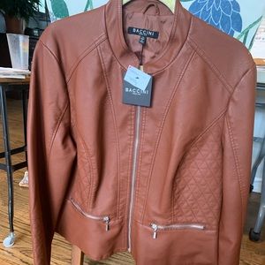 NEW FAUX LEATHER CINNAMON COLOR JACKET XL
